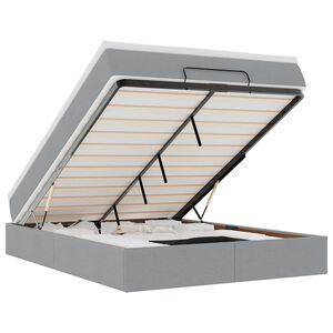 vidaXL Ottoman bed met matras 140x200cm stof lichtgrijs
