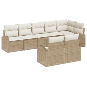 vidaXL Tuinbankenset met kussen 8 pcs Beige en Wit poly rattan
