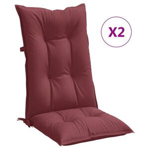 vidaXL Stoelkussens 2 st hoge rug 120x50x7 cm stof gem&ecirc;leerd wijnrood
