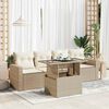 vidaXL 5-delige Loungeset met kussens poly rattan beige