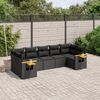 vidaXL 7-delige Loungeset met kussens poly rattan zwart