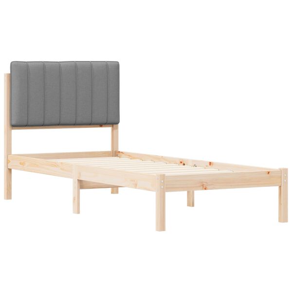 vidaXL Bedframe met Gevoerd Hoofdgedeelte Lichtgrijs 75 x 190 cm