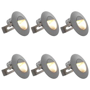 vidaXL LED-buitenwandlampen 6 st 2 W rond zilverkleurig