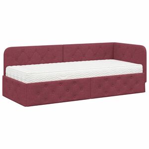 vidaXL Hoekbedframe Wijnrood 80 x 200 cm Stof