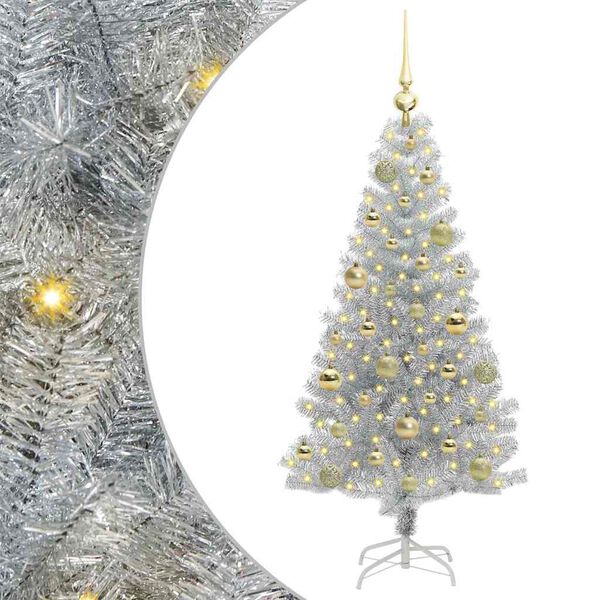 vidaXL Kerstboom met 150 LED met standaard Zilver 120 cm PET