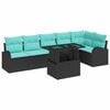 vidaXL Tuin Sofa Set met kussen met opslag 7 pcs Zwart Poly riet