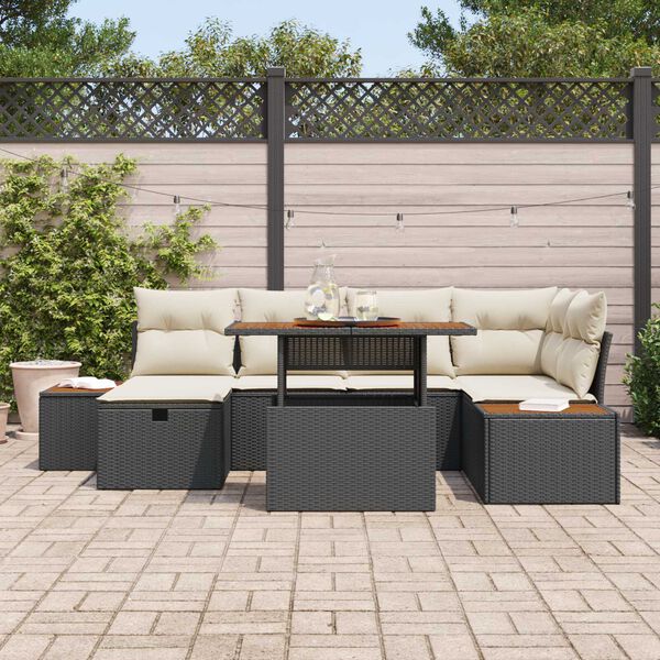 vidaXL Tuin Sofa Set 7 pcs Zwart poly rattan