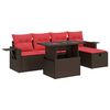 vidaXL 6-delige Loungeset met kussens poly rattan bruin
