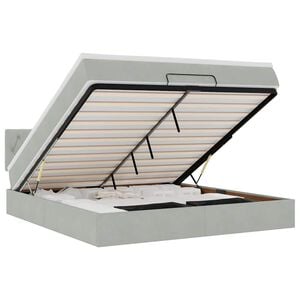 vidaXL Ottoman bed met matras en LED's 160x200cm fluweel lichtgrijs