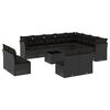vidaXL 13-delige Loungeset met kussens poly rattan zwart