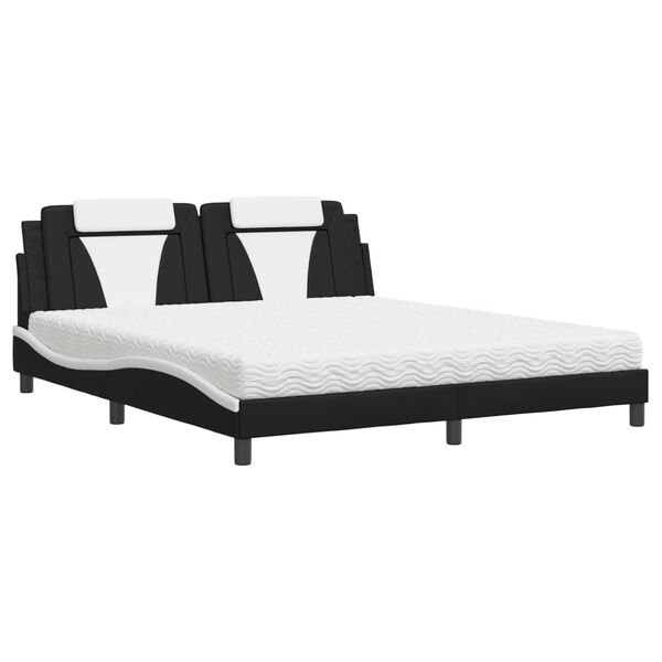 vidaXL Bed "Viana" met matras kunstleer zwart en wit 180x200 cm