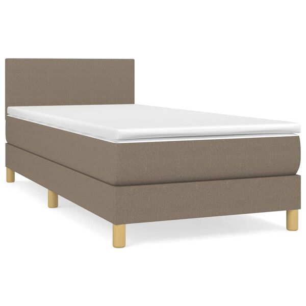 vidaXL Boxspring met matras stof taupe 100x200 cm