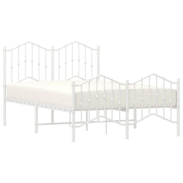 vidaXL Bedframe met hoofd- en voeteneinde&nbsp;metaal wit 120x190 cm