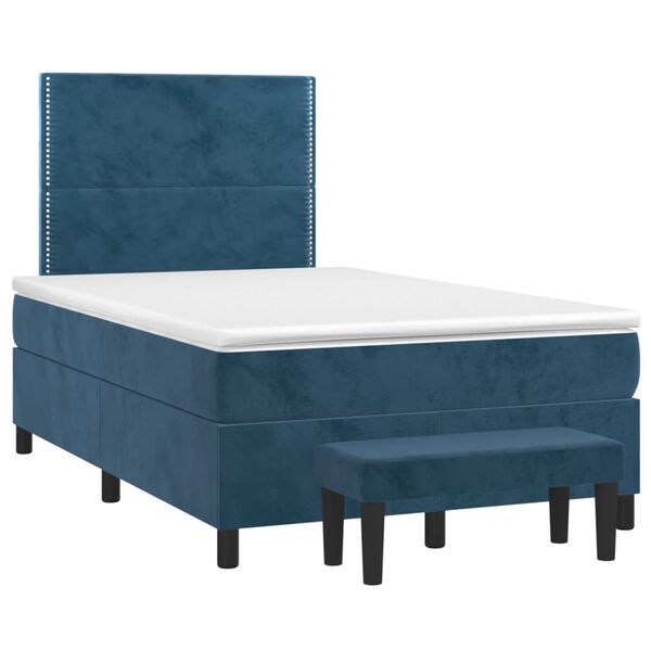 vidaXL Boxspring met matras fluweel donkerblauw 120x200 cm