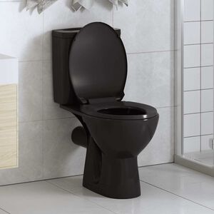 vidaXL Toiletbril soft-close met quick-release ontwerp zwart