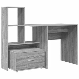 vidaXL Bureau met lade Grijs Sonoma 131,5 x 50 x 106,5 cm Bewerkt hout