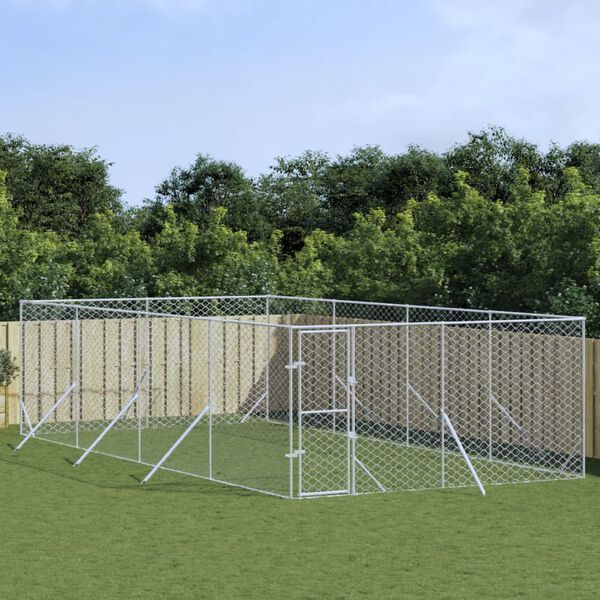 vidaXL Hondenkennel voor buiten 4x8x2 m gegalvaniseerd staal zilver