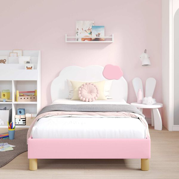 vidaXL Bedframe voor kinderen met hoofdbord Roze 90 x 200 cm PU