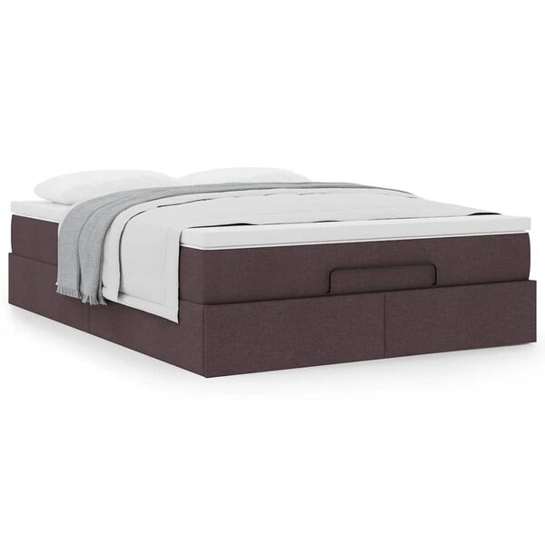 vidaXL Ottoman bed met matras 140x190cm stof donkerbruin