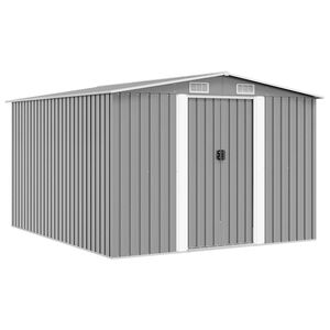 vidaXL Tuinschuur 257x298x178 cm metaal grijs