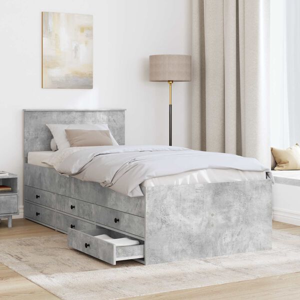 vidaXL Slaapbank Beton Grijs en Zwart 100 x 200 cm Bewerkt hout