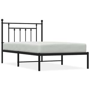 vidaXL Bedframe met hoofdbord metaal zwart 100x190 cm