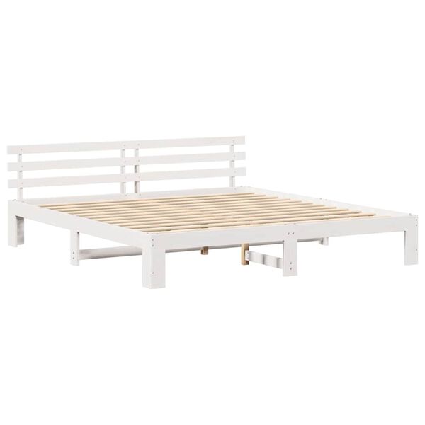 vidaXL Bedframe met hoofdeinde Wit 200 x 200 cm Massief grenenhout