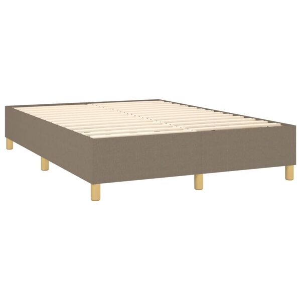 vidaXL Boxspring met matras stof taupe 140x200 cm