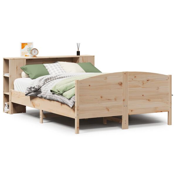 vidaXL Bed met boekenkast zonder matras massief grenenhout 150x200 cm