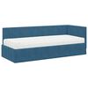 vidaXL Hoekbedframe met Matras met hoofdeinde 2 pcs Blauw Fluweel