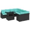 vidaXL Tuin Sofa Set 9 st Zwart en Blauw poly rattan