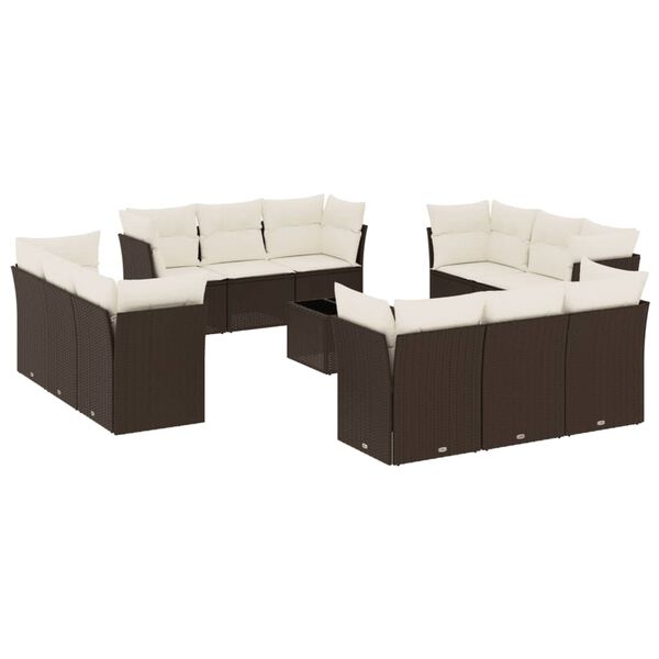 vidaXL 13-delige Loungeset met kussens poly rattan bruin