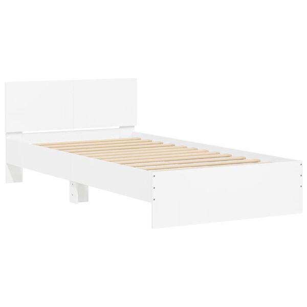 vidaXL Bedframe met hoofdbord bewerkt hout wit 100x200 cm