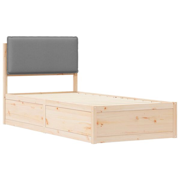 vidaXL Bedframe met Gevoerd Hoofdgedeelte Lichtgrijs 90 x 200 cm