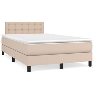 vidaXL Boxspring met matras kunstleer cappuccinokleurig 120x200 cm