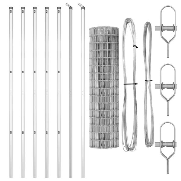 vidaXL Hek met Paal Zilver 1,4 x 10 m Staal en PVC