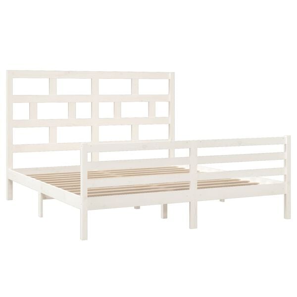 vidaXL Bedframe massief hout wit 180x200 cm