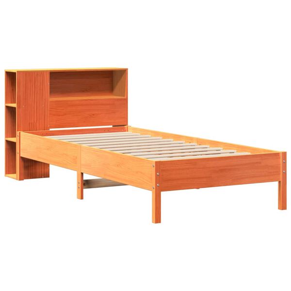vidaXL Bed met boekenkast zonder matras grenenhout wasbruin 75x190 cm