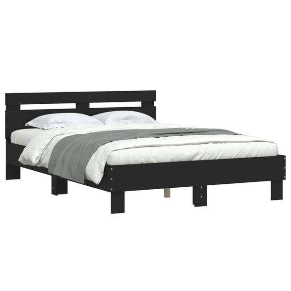 vidaXL Bedframe met hoofdeinde bruin eikenkleur 135x190 cm