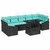 vidaXL Tuin Sofa Set 8 st Zwart en Blauw poly rattan