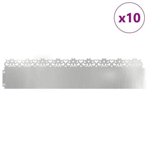 vidaXL Gazonranden 10 pcs Zilver 103 x 0,05 x 22 cm