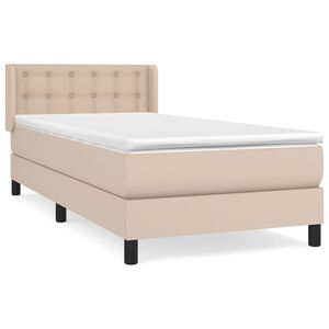 vidaXL Boxspring met matras kunstleer cappuccinokleurig 90x190 cm