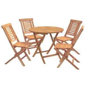 vidaXL 5-delige inklapbare tuinbistroset Naturel Massief Teakhout