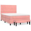 vidaXL Boxspring met matras fluweel roze 140x190 cm