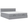 vidaXL Ottoman bed met matrassen en LED's 200x200cm stof lichtgrijs