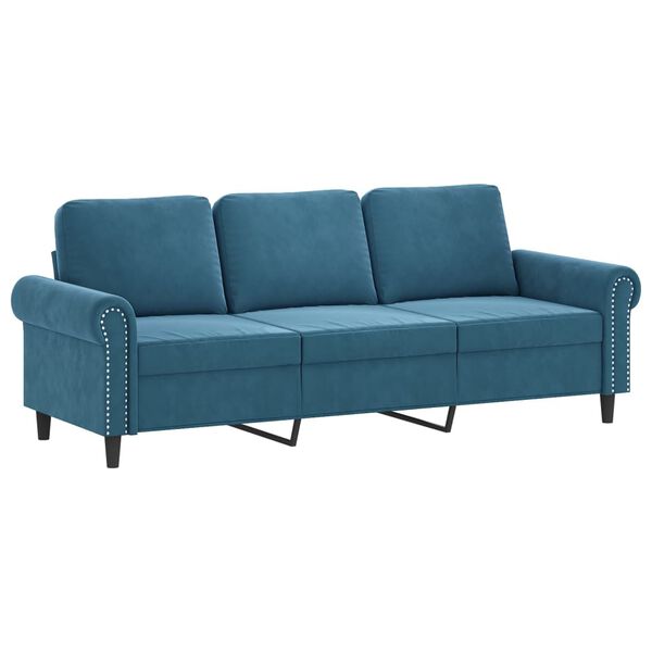 vidaXL 3-delige Loungeset met kussens fluweel blauw