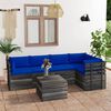 vidaXL 6-delige Loungeset met kussens pallet massief grenenhout