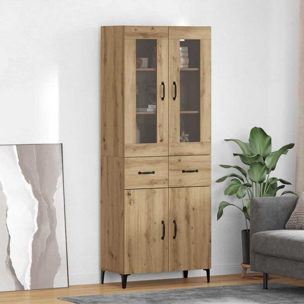 vidaXL Highboard Artisan Eiken 69,5 x 34 x 180 cm Bewerkt hout