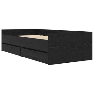vidaXL Bedframe met lade Zwart Eiken 100 x 200 cm Massief grenenhout