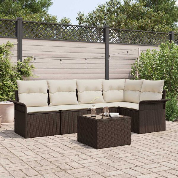 vidaXL Tuin Sofa Set met opslag 6 pcs Bruin poly rattan